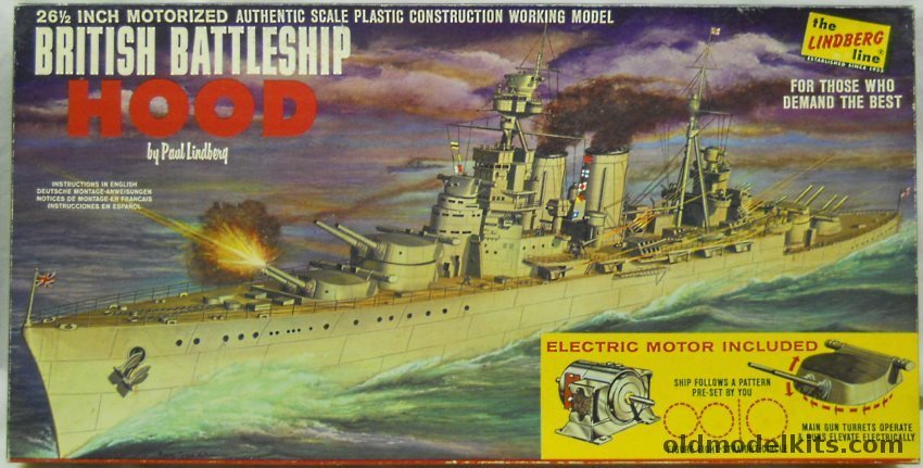 Lindberg 1/400 British Battleship Hood Motorized, 763M-500 plastic model kit